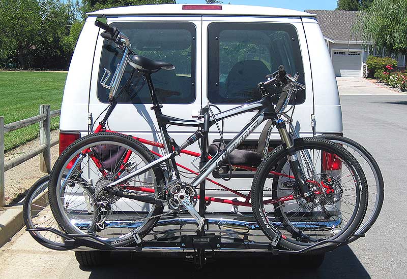 Recumbent bike rack on receiver hitch mount
