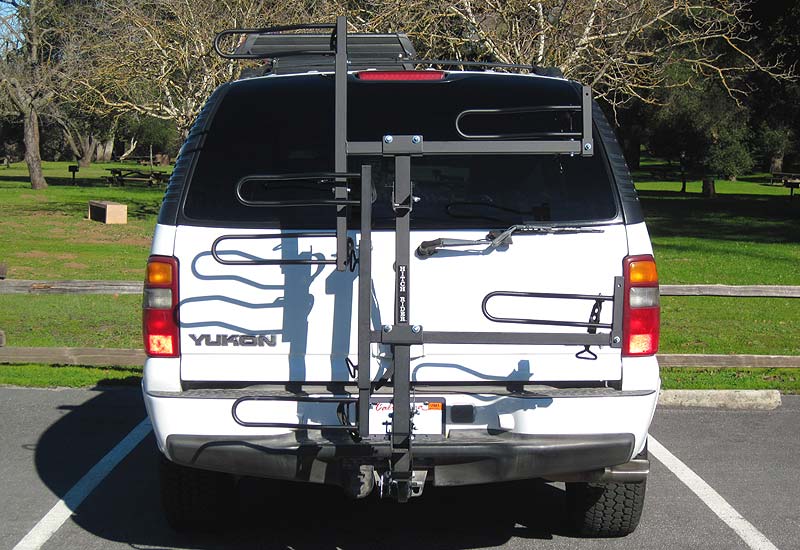 Double Decker hitch rack folded up on van