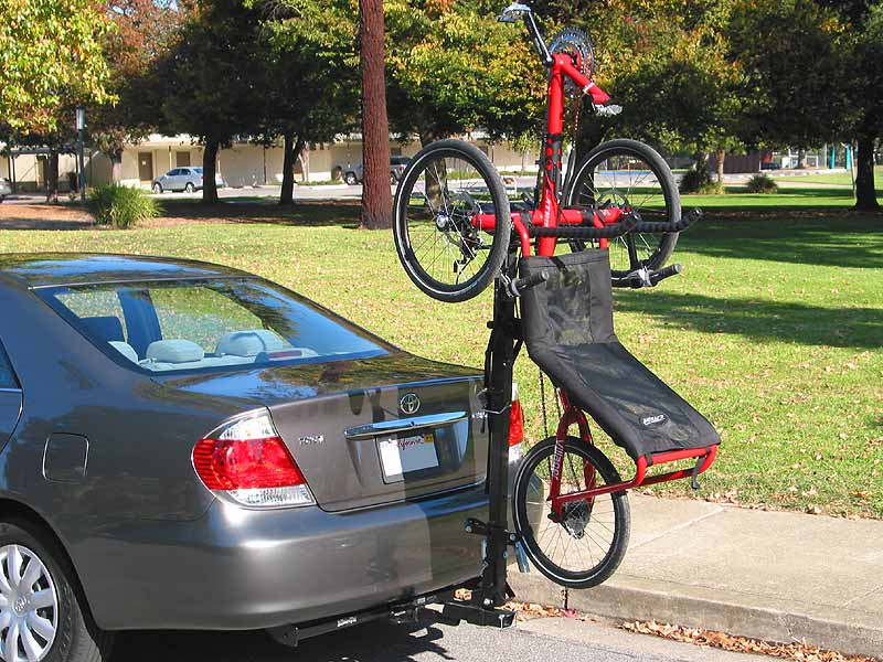 Recumbent trike carrier on car receiver hitch