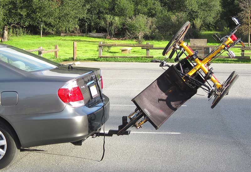 Car rack tilted back for trunk access